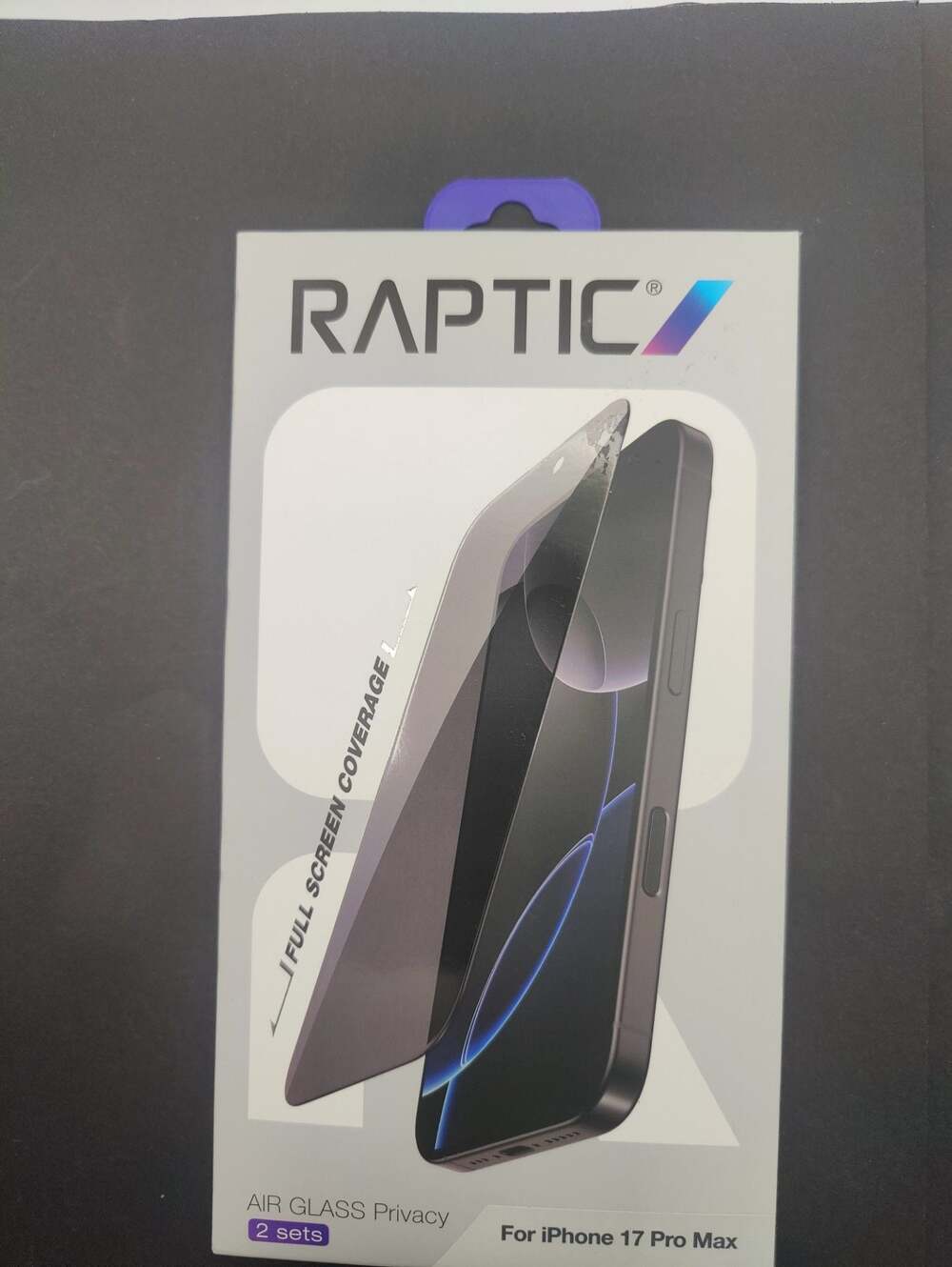 Raptic Air Glass Privacy Screen Protector 2 Sets For iPhone 17 Pro Max